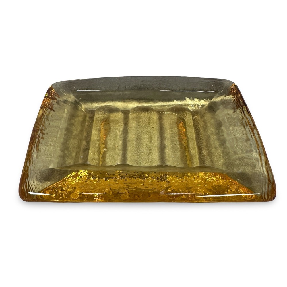 Fire & Light Citrus Glass Soap Dish Rectangular Textured Recycled Glass Yellow